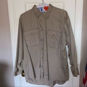 Dunn’s Taupe Hunting Shirt With Button Safe Pockets And Durable, Manly Design.